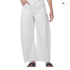 Citizens Of Humanity White Wide Leg Frayed Hem Jeans